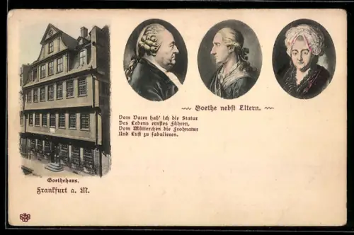 AK Frankfurt /Main, Goethehaus, Porträt Goethe nebst Eltern