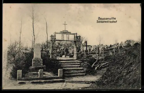 AK Bouconville, Ansicht des Soldatenfriedhofes