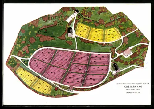 AK Costermano, Übersichtsplan des Deutschen Soldatenfriedhofs 1939/1945