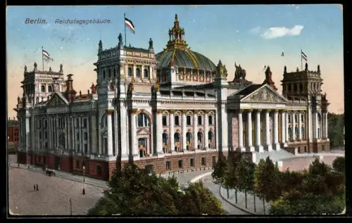 AK Berlin-Tiergarten, Blick zum Reichstagsgebäude