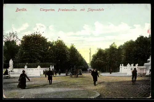 AK Berlin, Tiergarten, Friedensallee mit Siegessäule