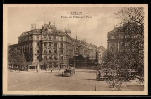 AK Berlin-Tiergarten, Partie am Potsdamer Platz, Strassenbahn