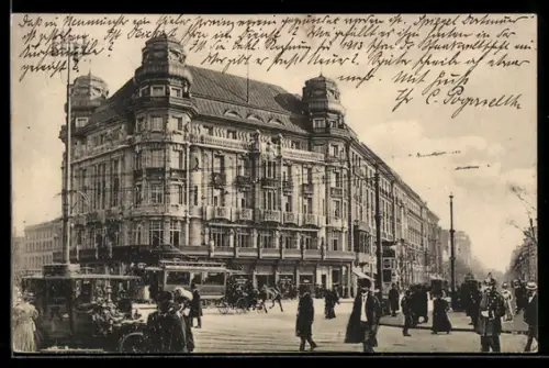 AK Berlin-Tiergarten, Buntes Treiben am Potsdamer Platz, Strassenbahn