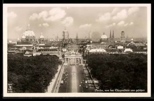 AK Berlin, Brandenburger Tor, Blick von der Siegessäule