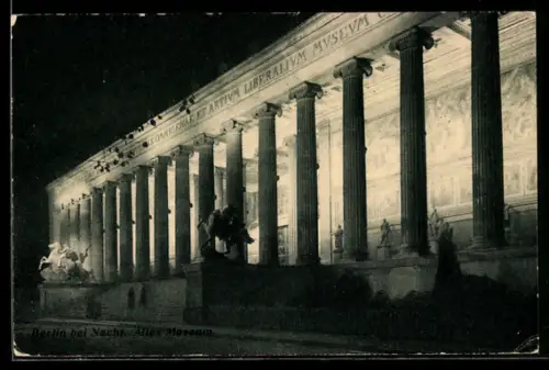 AK Berlin, Altes Museum bei Nacht