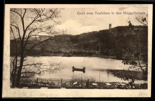 AK Berlin-Köpenick, Teufelssee in den Müggelbergen