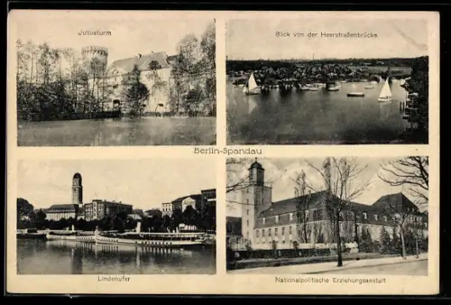 AK Berlin-Spandau, Juliusturm, Lindenufer, Nationalpolitische Erziehungsanstalt, Heerstrassenbrücke