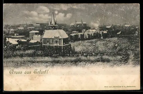 AK Erfurt, Ortsansicht mit Kirche