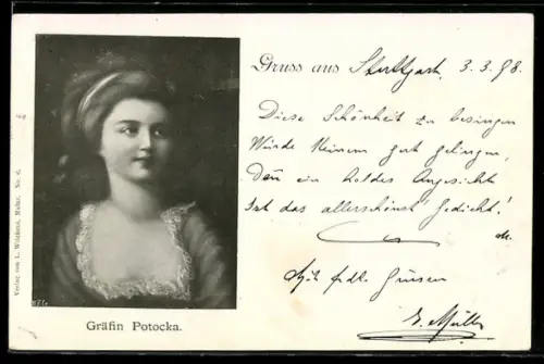 AK Gräfin Potocka im Porträt