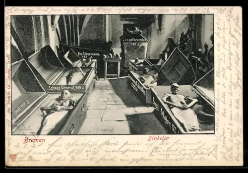 AK Bremen, Mumien in offenen Särgen im Bleikeller