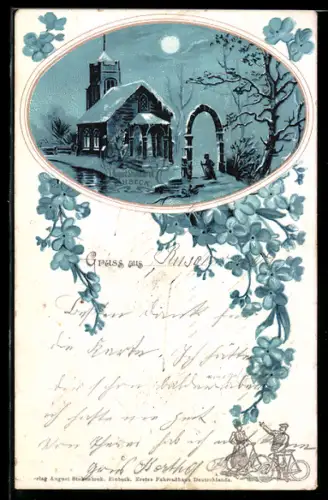 AK Reklame August Stukenbrock Fahrräder, Personen mit Fahrrädern