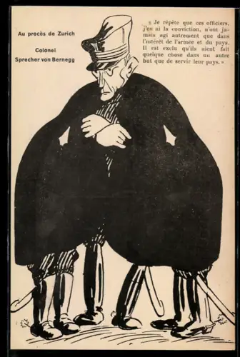AK Colonel Sprecher von Bernegg mit anderen unter seinem Mantel