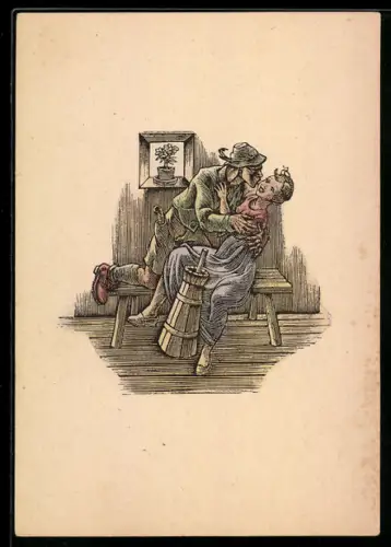 Künstler-AK Sennerin mit ihrem Mann