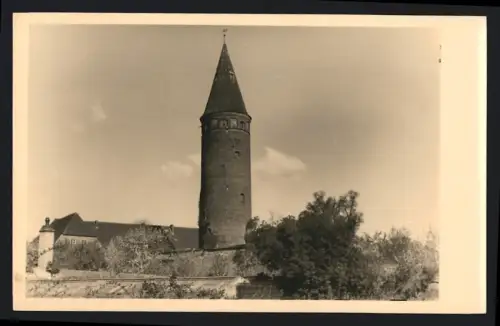 Fotografie unbekannter Fotograf, Ansicht Zörbig, Blick zum Turm des Schlosses