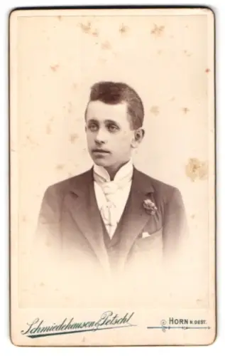 Fotografie Schmiedelbauer & Petschl, Horn /N. Oest., Porträt eines jungen Mannes im Anzug
