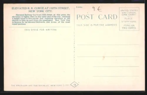 AK New York, NY, Elevated R. R. Curve at 110th Street