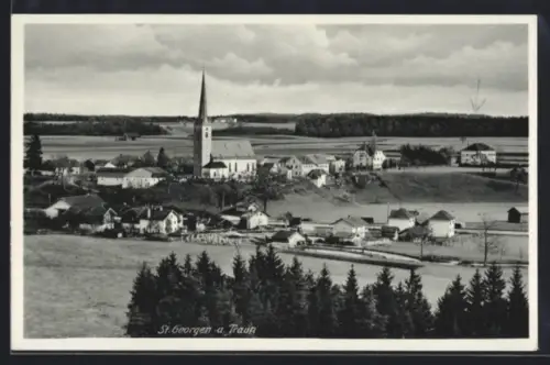 AK St. Georgen a. Traun, Ortsansicht mit Kirche