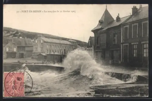 AK Port-en-Bessin, La tempete du 21 février 1905