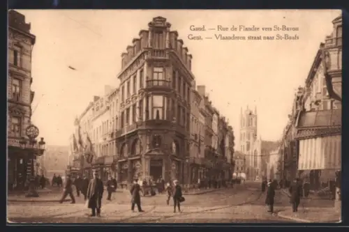AK Gand, Rue de Flandre vers St-Bavon