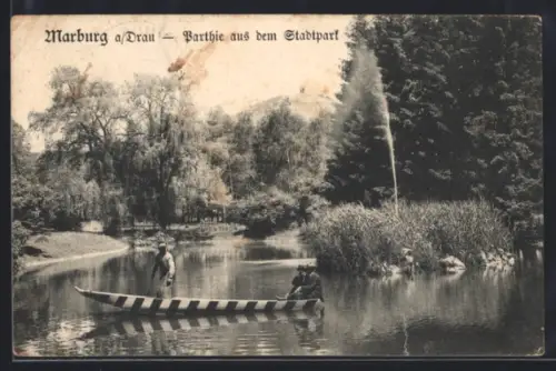 AK Marburg a /Drau, Partie aus dem Stadtpark