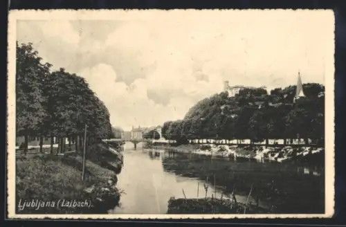 AK Ljubljana /Laibach, Ansicht mit Uferpartie