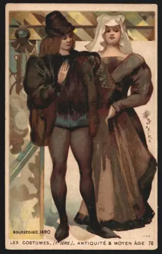 Sammelbild Bordeaux, Carillon, Cours Victor Hugo 140, Cordonnerie, Zwei Bürger in feiner Kleidung