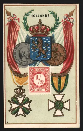 Sammelbild Bordeaux, G. Lacaze & P. Laroué, A Montesquieu, Magasins de Nouveautés, Holländisches Wappen mit Orden