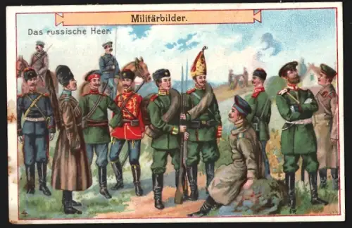 Sammelbild Passau, Anton Freislederer, Dreier Flüsse Perle Weizenmehl, Soldaten im russischen Heer
