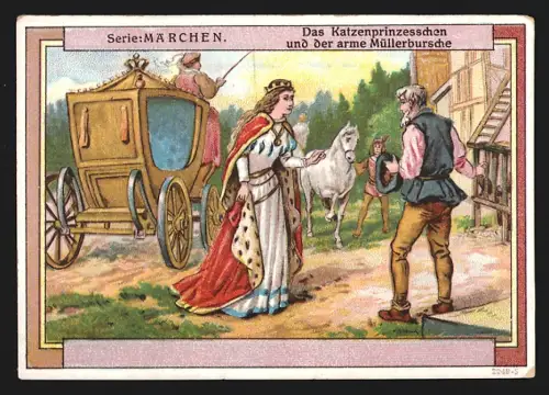 Sammelbild Wien, Emilie Brukner, Mechanische Strickerei, Katzenprinzesschen und der arme Müllerbursche