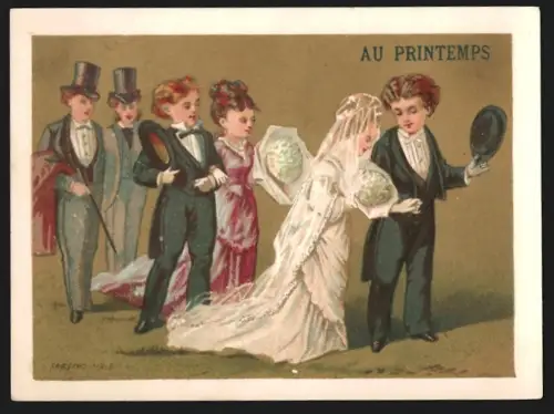 Sammelbild Paris, Exposition pour Étrennes & Cadeaux de Noel, Hochzeitspaar mit Folge