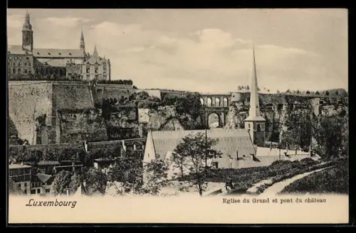 AK Luxembourg, Eglise du Grund et pont du château