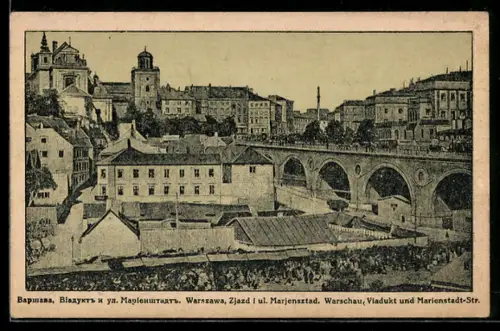 AK Warschau, Viadukt und Marienstadt-Strasse