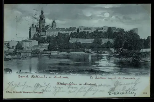 Mondschein-AK Krakau, Königsschloss