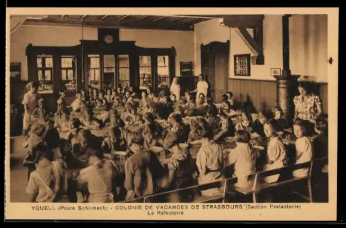 AK La Broque, Yquell, Colonie de vacances de Strasbourg, Le Réfectoire