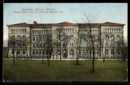 AK Chicago, Newberry Library, Walton Place, betw. N. Clark and Dearborn Ave