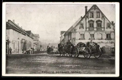 AK Mitau, Kolonne passiert Mitau