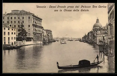 AK Venezia, Canal Grande preso dal Palazzo Don Carlos con la Chiesa della Salute
