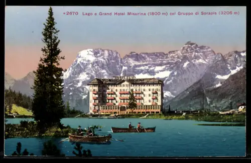 AK Misurina, Lago e Grand Hotel con Gruppo di Sorapis sullo sfondo