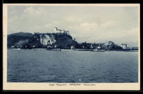 AK Angera /Lago Maggiore, Panorama con castello sullo sfondo