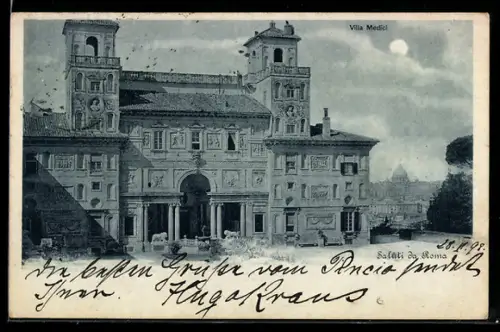AK Roma, Villa Medici con vista notturna e luna piena