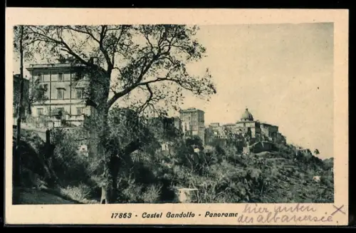 AK Castel Gandolfo, Panorama con vista sulla città e vegetazione circostante