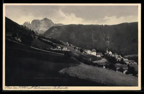 AK Tires /Dolomiti, Veduta col Catinaccio Dolomiti