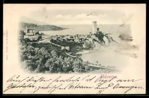 AK Malcesina, Ortsmotiv mit Schloss