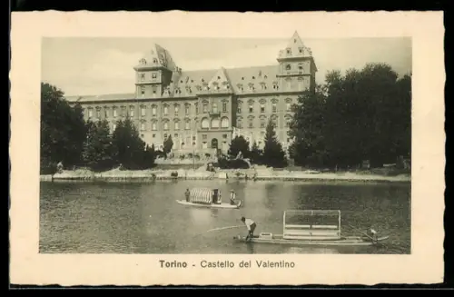 AK Torino, Castello del Valentino con barche sul fiume