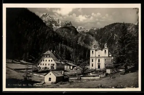 AK St. Martin bei Lofer, Kirchental, Ortsansicht mit Kirche
