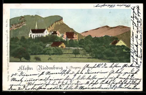 AK Bregenz, Ortspanorama mit Kloster Niedenburg