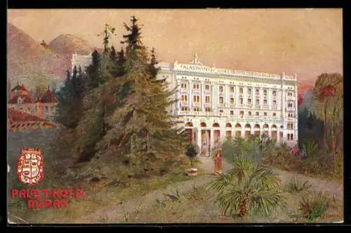 Künstler-AK Meran, Palast-Hotel