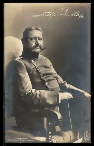 Foto-AK Portrait Paul von Hindenburg in Uniform