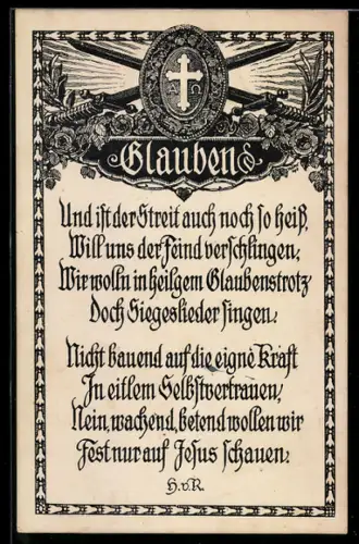 AK Religiöses Propaganda-Gedicht, gekreuzte Dolche