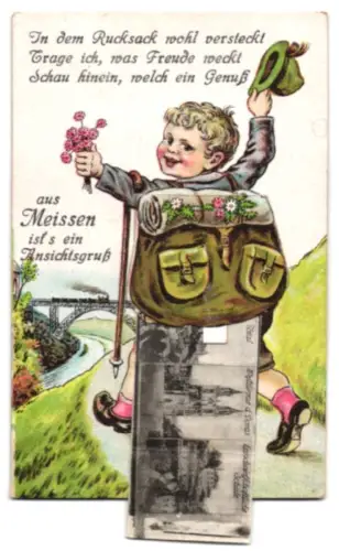 Leporello-AK Meissen, Rathaus, Dom, Landwirtschaftl. Schule